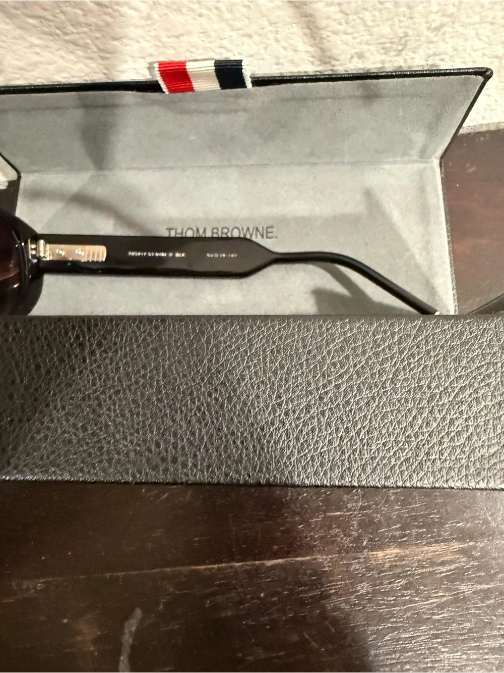 Thom Browne Black Gloss Rectangular Sunglasses